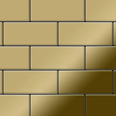Imagen del producto de Azulejo mosaico de metal Titanio Gold espejo oro 1,6mm Subway-Ti-GM