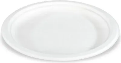 Produktbild von 50x  Teller aus Zuckerrohr rund Ø 23cm weiß kompostierbar