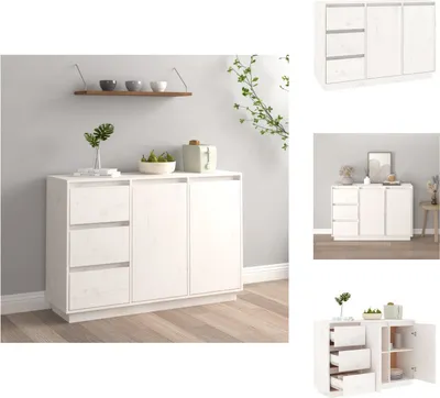 Produktbild von vidaXL Sideboard Weiß 111x34x75 cm Massivholz Kiefer -  Sideboards
