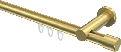Produktbild von Interdeco Innenlaufstange / Gardinenstange mit Innenlauf Messing-Optik, Typ Platon Santo (Kappe), 20 mm Ø 1-läufig, 360 cm