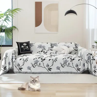Produktbild von Doppelseitig boho tagesdecke, Kuscheldecke mit Fransen, bettüberwurf Baumwolle Muster Couchdecke Sesseldecke Wendedecke Couch Überwurf Vielseitige Decke,180x260cm,Grau