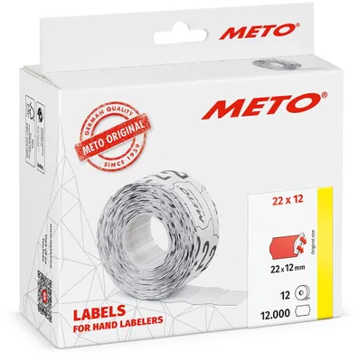 Productafbeelding van METO prijslabels, afmetingen 22 x 12 mm, rood, permanent, 12.000 stuks