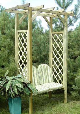 Produktbild von Pergola Lawinia mit Bank - Abmessung: 180 x 65 x 214 cm (B x T x H)