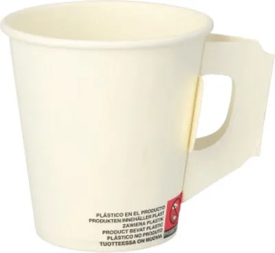 Produktbild von Trinkbecher mit Henkel, Pappe "To Go" 0,18 l Ø 7,3 cm · 7,8 cm weiss