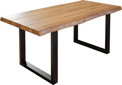 Produktbild von Esstisch Baumkante Massiv Akazie naturfarben 180x90 U-Gestell schwarz UTRECHT