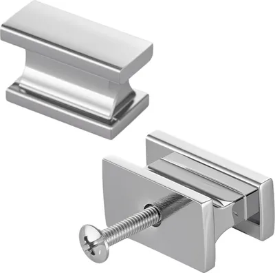 Produktbild von SucceBuy Schrankknöpfe, 10er-Set, 3,6 cm große Griffe aus Zinklegierung, rechteckige und robuste Knöpfe für Küchen- und Badezimmerschränke, Schubladen, inklusive Schrauben, Chromoptik
