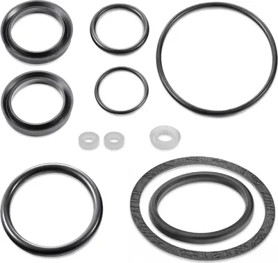 A collection of various sealing rings and gaskets.