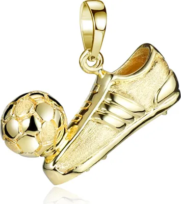 Produktbild von MATERIA Gold Anhänger Fußballschuh mit Ball Herren Damen Kinder aus 925 Silber vergoldet massiv KA-70-gold