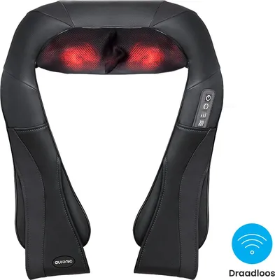 Produktbild von Auronic Shiatsu Massagekissen Kabellos - Elektrisches Nackenmassagegerät - Infrarot - Nacken- und Schultermassagegerät - Massagegeräte - Schwarz