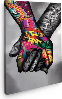 Produktbild von Hände Street Art Style Wandbild Leinwandbild Kunstdruck XL Wanddeko: 80x120x4cm