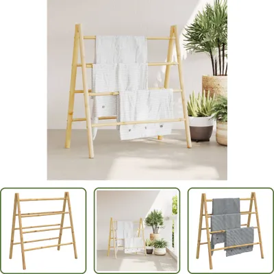 Produktbild von The Living Store Doppel-Handtuchleiter mit 4 Sprossen 90x50x100 cm Bambus