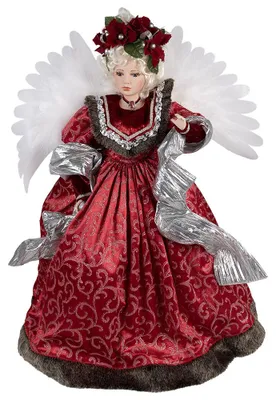 Produktbild von Clayre & Eef Weihnachtsdekoration mit LED-Beleuchtung und Musik Engel 65 cm Rot Kunststoff
