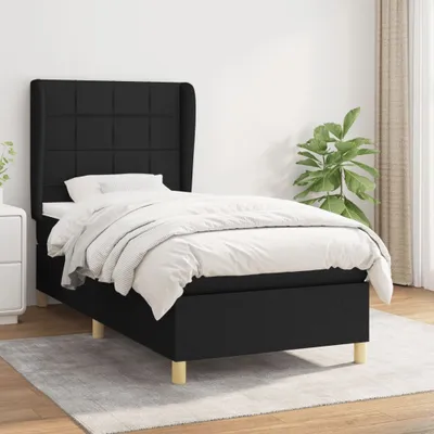 Productafbeelding van vidaXL Boxspringbed met matras, zwart, 90x200 cm, stof - Boxspringbed - Boxspringbedden - Bed - Slaapkamer meubels