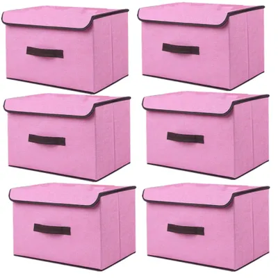 Produktbild von Omgoods – Aufbewahrungsbox mit Deckel – Faltbar – 36 x 23 x 24 cm – Set mit 6 Stück – Aus Stoff – Kleideraufbewahrung – Aufbewahrungsbox
