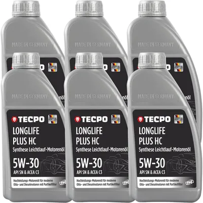 Produktbild von TECPO Motoröl 6 Liter 5W-30 LONGLIFE Plus HC Synthese passend für ACEA C3 / API SN / 504 / 507 / 229.31 / 229.51 / LL-04 / C30