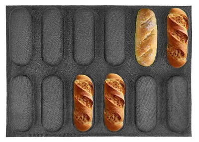 Produktbild von Silikon Backform Antihaft für Brot Hot Dog Brötchen 12er Set Schwarz