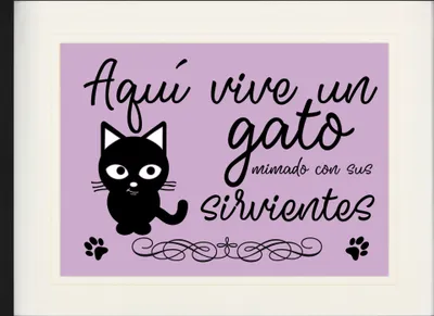 Produktbild von Kočky v rámu s elegantním paspartou | Obrazy na zeď | Zarámované - Aquà Vive Un Gato Mimado Con Sus Sirvientes (60 x 80 cm)