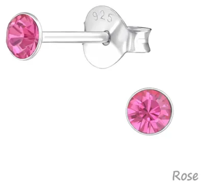 Produktbild von Silber Ohrstecker Kristall rund 3 mm Rose