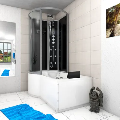 Produktbild von Kombination Whirlpool Dusche K50-R33-WP-EC Duschkabine Wanne 100x170