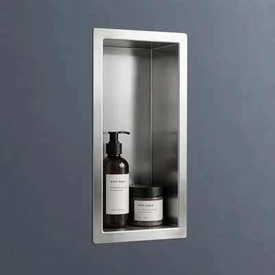 Produktbild von doporro Duschnische Wandnische Bad Silber 15cm x 30cm x 8,3 cm, Duschablage befliesbar aus Edelstahl, Duschregal Unterputz-Montage