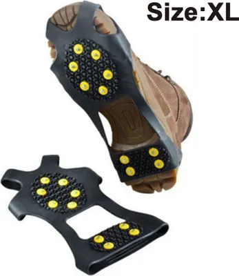 Produktbild von Schuhspikes mit 10 Spikes Schuhkrallen für Schuhe im Winter Outdoor Anti Rutsch Steigeisen für Damen und Herren Schuh Spikes für Bergschuhe