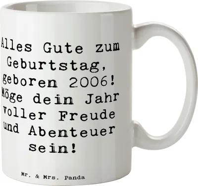 Produktbild von Mr. & Mrs. Panda Tasse Spruch 2006 Geburtstag - Weiß - Geschenk, Happy Birthday, Geburtstagsgeschenk, Freude und Abenteuer, Glückwunsch, Kaffeetasse, Becher, Designtasse