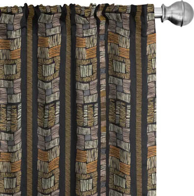 Obrázek produktu pro ABAKUHAUS Zambie Záclony, závěsy, autentická česká africká kultura pruhovaná grunge móda kultura umělecký vzor, 2 kusy 75 x 175 cm, vícebarevné