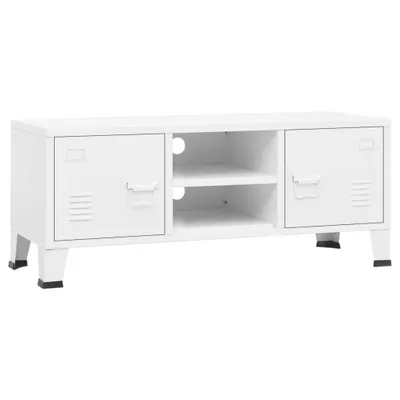 Image de vidaXL Armoire TV style industriel blanc 105x35x42 cm Métal