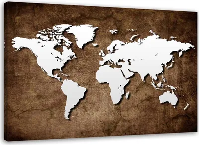 Produktbild von Leinwandbild alte vintage-weltkarte 90x60 cm Feeby braun wandbild bereit zum aufhängen