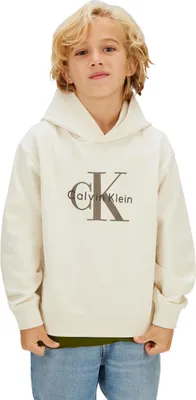 Produktbild von Calvin Klein Jungen Hoodie Light Monologo mit Logo, Weiß (Whitecap Gray), 8 Jahr