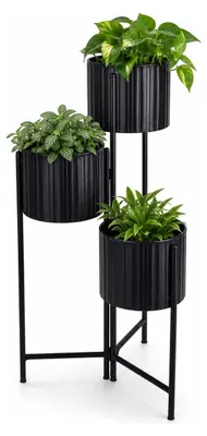 Produktbild von Pflanzenstander / Pflanzgefaserhohung - schwarz - Metall - 70 cm - 3 Ebenen
