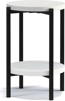 Produktbild von BETTSO Beistelltisch Kaffeetisch Couchtisch Sofatisch Nachttisch Betttisch Laptoptisch Gestell aus Metall Tischplatte aus Holz HANS D Weiß