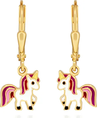 Produktbild von NKlaus Paar Ohrhänger Einhorn 333 Gelbgold 8 Karat 11x8,5mm bunt Farbe Goldohrringe 14537