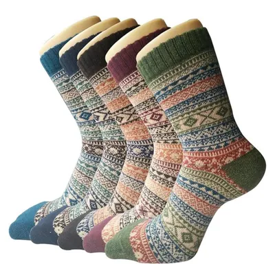 Produktbild von Damen Wintersocken 5er Set Warm Baumwolle Norwegermuster