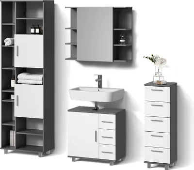 Produktbild von Badmöbel-Set Livinity Eisak Anthrazit 4 Teile, Model 52537