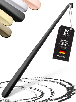 Produktbild von JK Trade® 72cm STABILER Edelstahl Schuhlöffel Lang | 2mm polierter Metall Schuhanzieher Lang zum Stehen | Schnell & Einfach | optimierte Länge & Breit