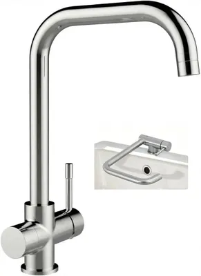 Produktbild von Küchenarmatur Wasserhahn - Ausziehbar klappbar 180° - 2 Strahlarten - Edelstahl - Silber