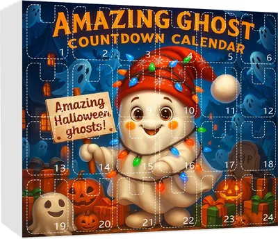 Produktbild von 2025 Halloween-Geister-Adventskalender, 2D-Acryl-Cartoon-Geister-Ornament-Set, 24 Tage, süße Geister-Countdown-Dekoration für Partys zu Hause