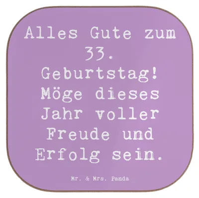 Produktbild von Mr. & Mrs. Panda Untersetzer für Gläser Spruch 33. Geburtstag - Lavendeltraum - Geschenk, unvergessliche Erinnerungen, gläseruntersetzer, Tischschoner, Happy Birthday