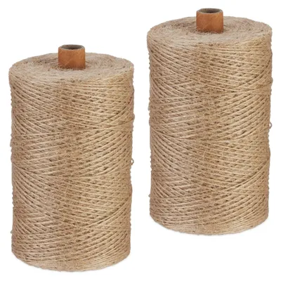 Image de Relaxdays - Ficelle de jute 1 mm, 2 rouleaux de ficelle de jute de 500 m chacun, biodégradable, bricolage, jardinage, emballage, cordelette, couleur naturelle