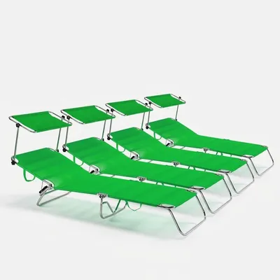 Produktbild von 4er Set Strandliegen Liegestühle Sonnenliegen Klappbar aus Aluminium Cancun - Grün