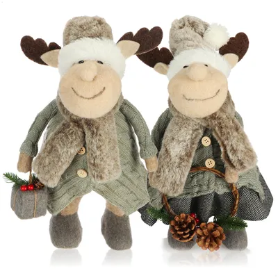 Produktbild von com-four® 2x Weihnachts-Rentier, Weihnachts-Pärchen Dekoaufsteller