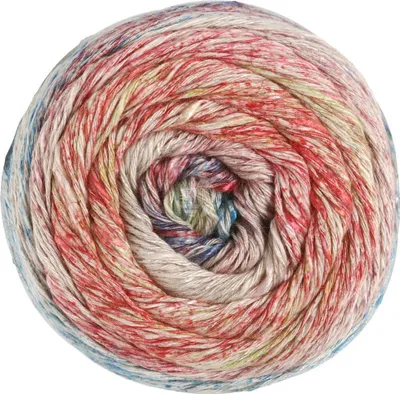Produktbild von Lana Grossa MOSAICO 100 g ausdrucksstarkes Leinen-Viskosegarn 270 m, Farbe:002 - Graubeige/Petrol/Rosa/Himbeer/Erdbeer/D