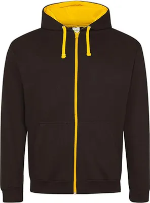 Immagine prodotto di Just Hoods JH053 | Felpa con cappuccio Varsity Zoodie con zip - Colore: Jet Black/Gold - Taglia: S