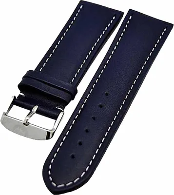 Produktbild von Uhrenarmband Kalbleder Dunkelblau mit weißer Naht gepolstert 18mm Donschließe
