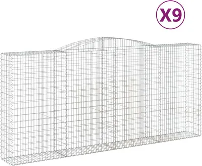 Obrázok produktu pre vidaXL Gabiony s vysokým oblúkom 9 ks 400x50x180/200cm Pozinkované železo