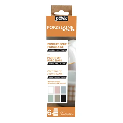 Image de Pébéo Porcelaine 150 Set d'initiation, couleurs craie, 6 x 20 ml.