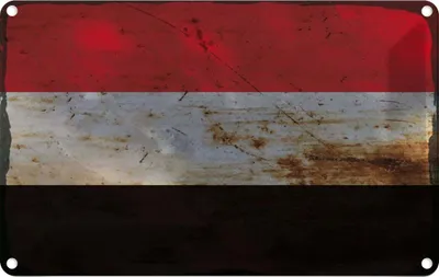 Produktbild von vianmo Blechschild 20x30 cm Jemen Yemen Rost Flagge Fahne Wappen