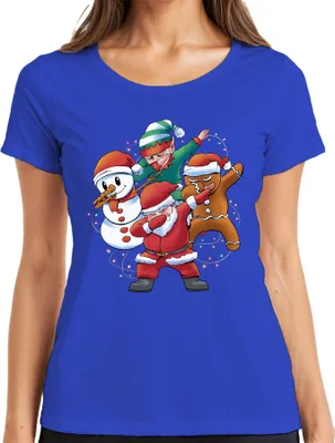 Produktbild von Dabbing Schneemann Elf Santa - Weihnachten Weihnachtsgeschenk Christmas Damen T-Shirt, Blau, M
