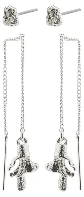Produktbild von PILGRIM BLOSSOM recycelte Ketten-Ohrringe, 2-in-1-Set, versilbert